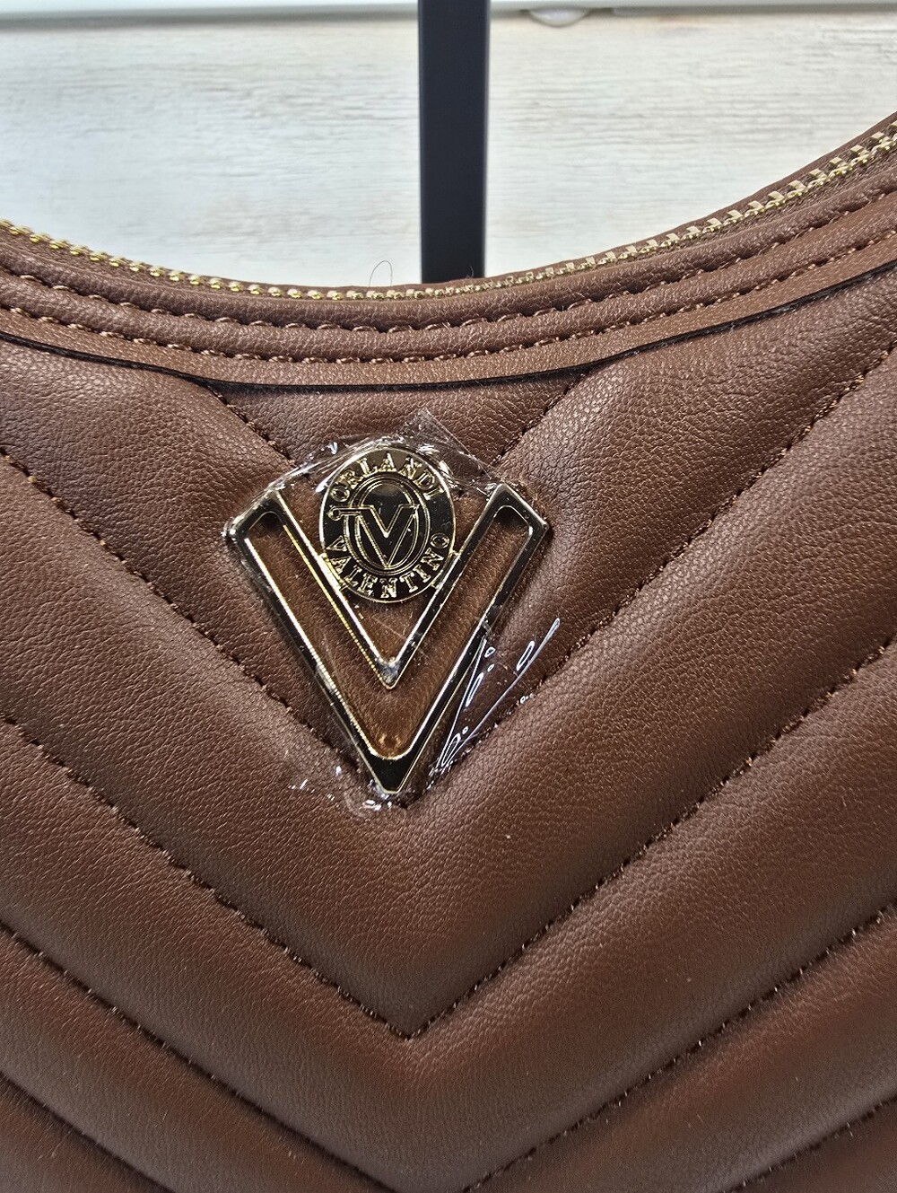Valentino Orlandi Brown Quilted Shoulder Bag with Gold Logo - Picture 10 of 16